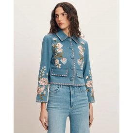 Veronica Beard Vikaria Embroidered Jacket Sea Glare