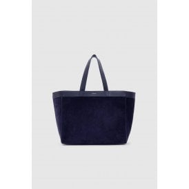 Anine Bing Medium Tote Bag Navy Suede