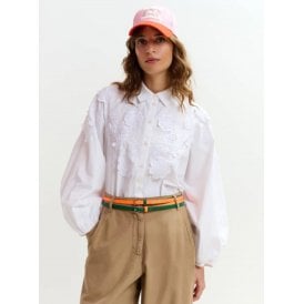 Essentiel Antwerp Joella Applique Flower Shirt White