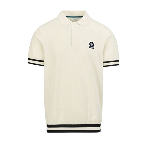 SANDBANKS STRIPE HEM POLO SHIRT ECRU