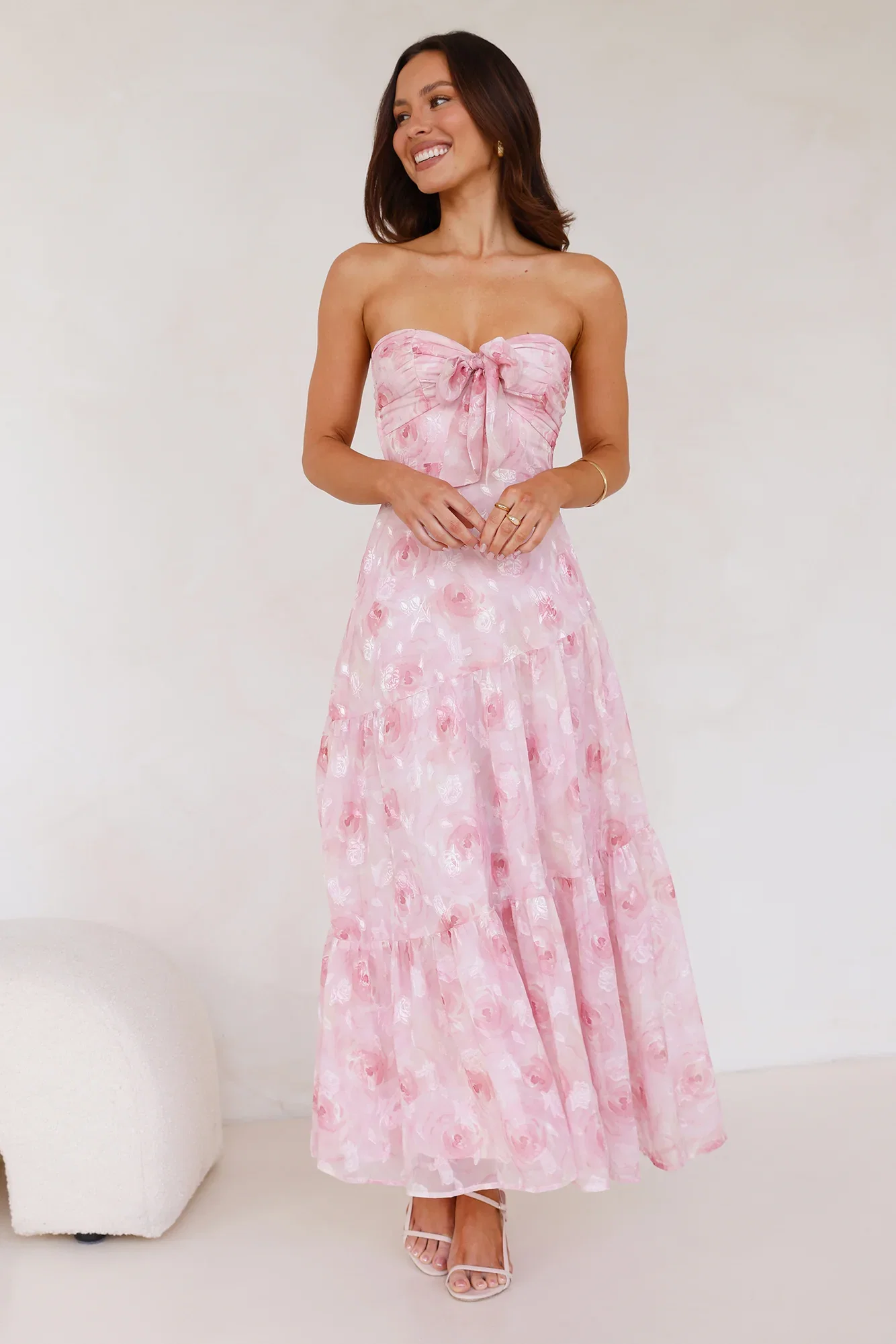 Image of Queen Scenes Strapless Maxi Dress Pink