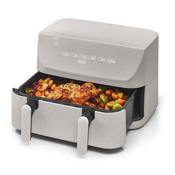 CRUXGG 10QT Air Fryer Dual Baskets Digital Nonstick Gray Basket