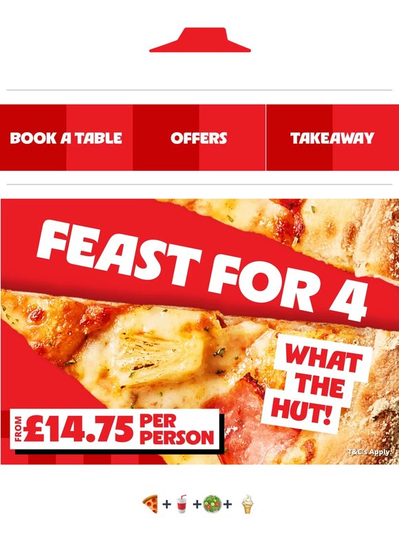 Four Plates. Your table’s waiting 🍕