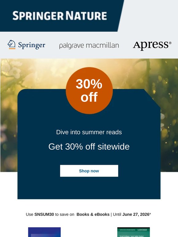 Get caught up: 30% off Springer eBooks