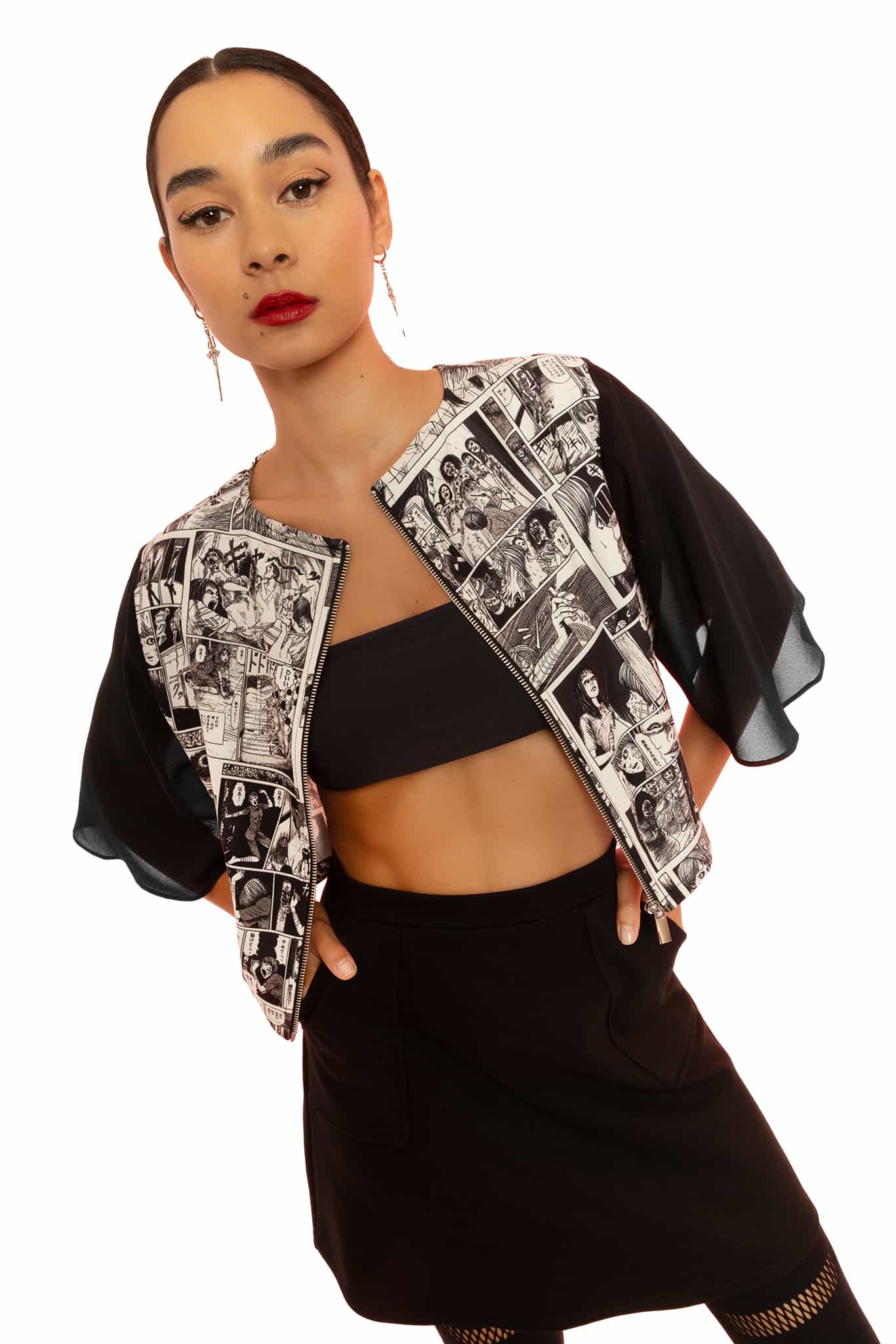 Image of Mosquitoes Sheer Sleeve Crop Top
