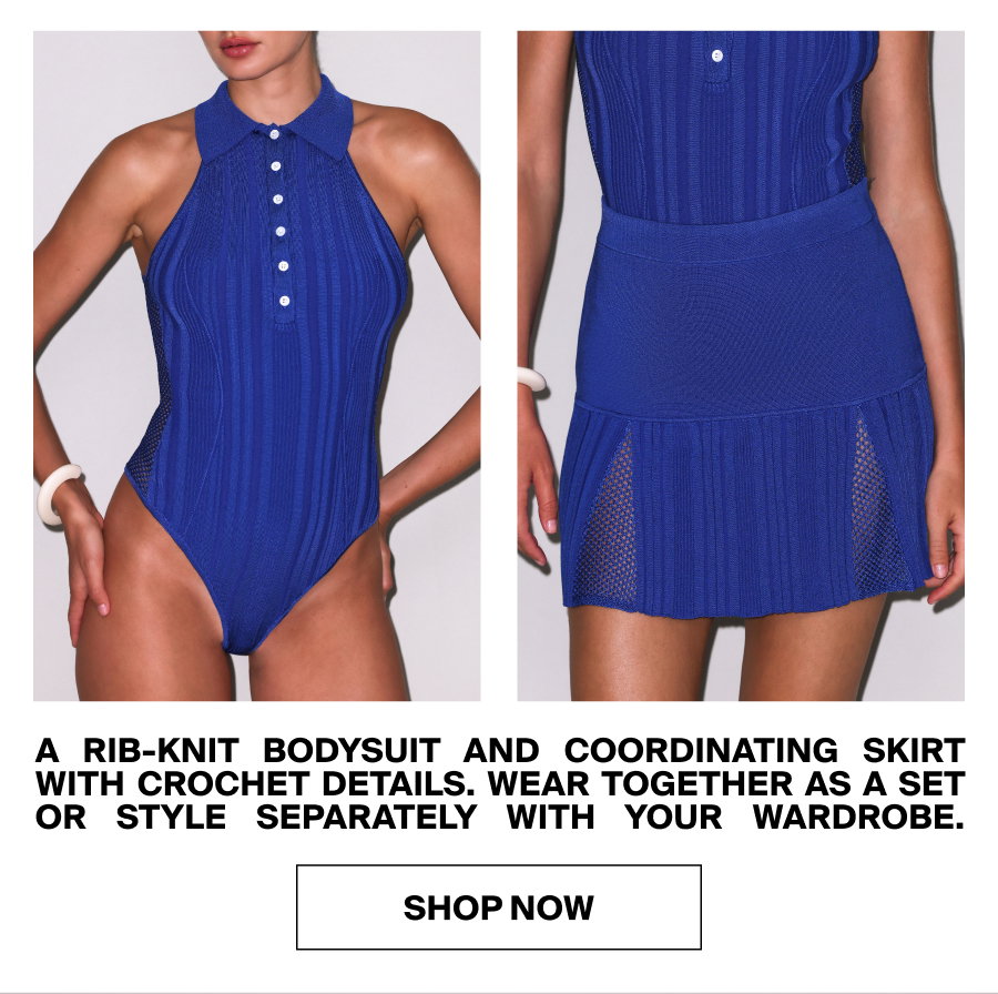 Rib & Crochet Bodysuit And Skirt