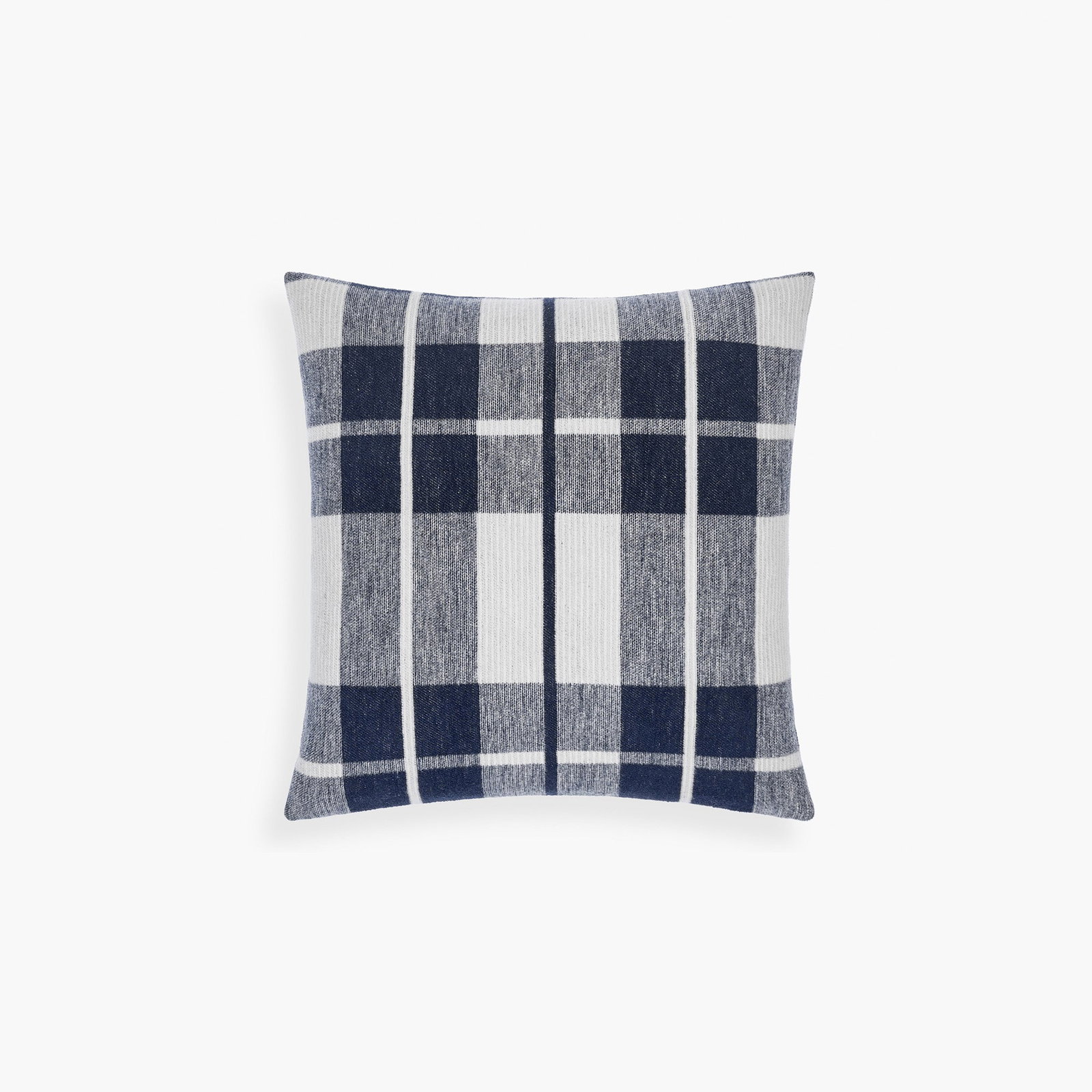 Organic Cotton & Wool Pillow Cover - Deep Blue Tartan