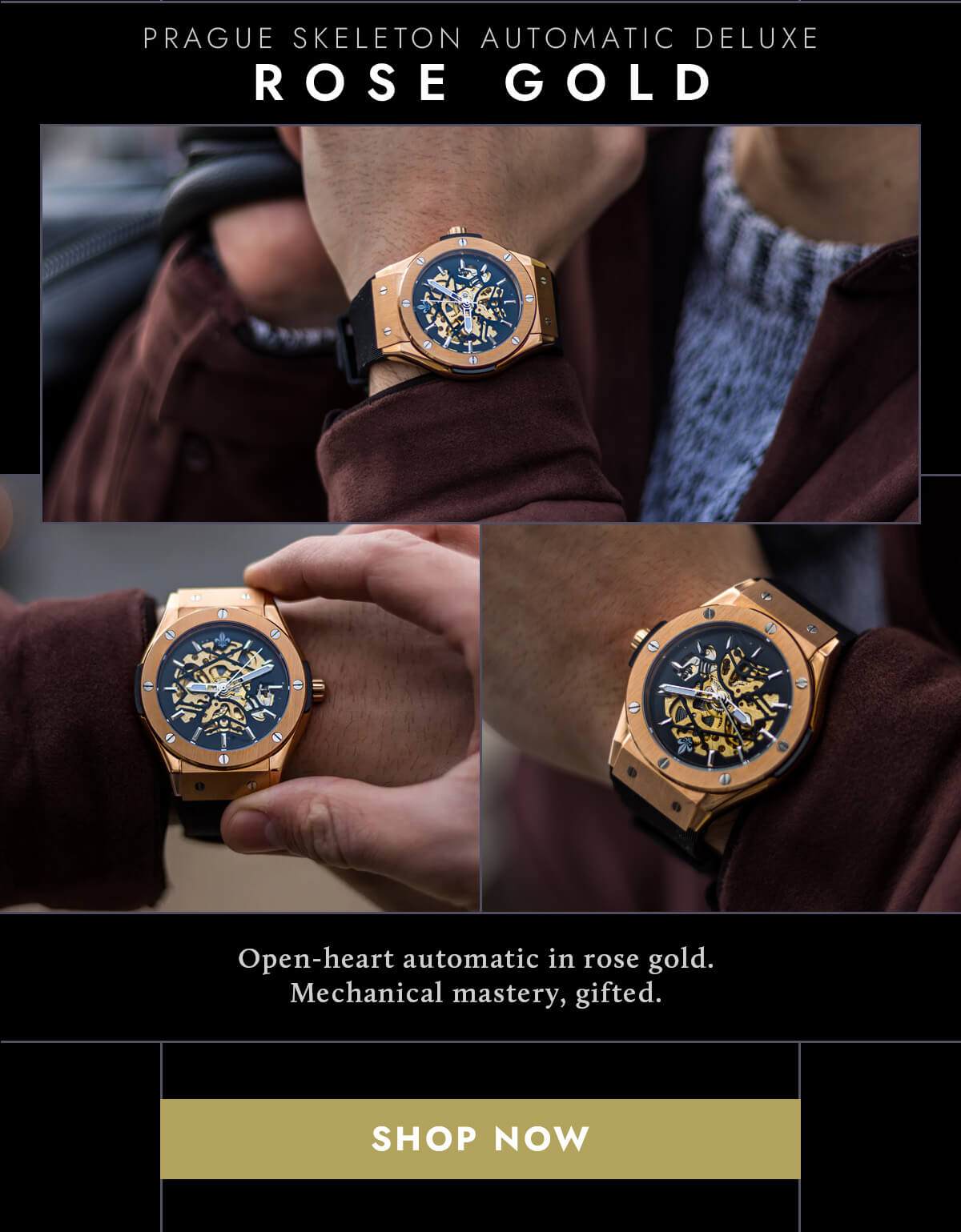 The Prague Skeleton Automatic Deluxe - Rose Gold