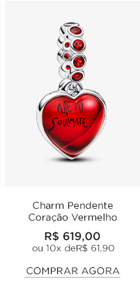Charm Prata Pendente Coracao Vermelho