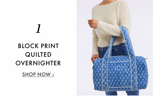 1. BLOCK PRINT QUILTED OVERNIGHTER - SHOP NOW ›