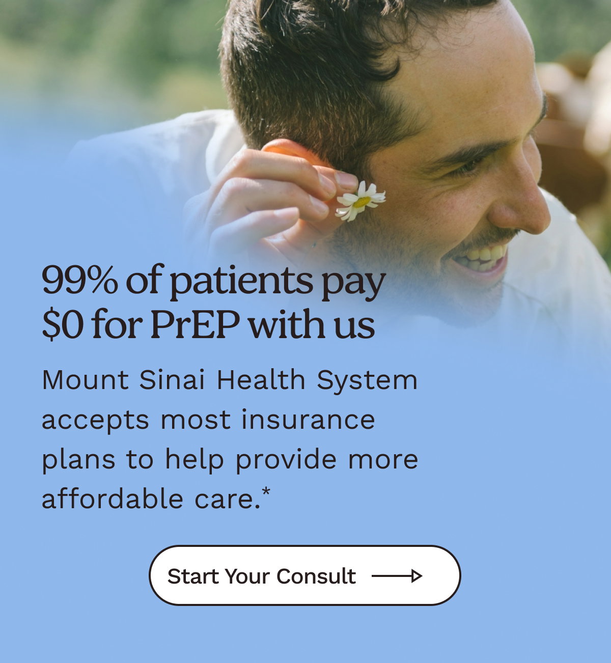 99% of patients pay $0 for PrEP with us