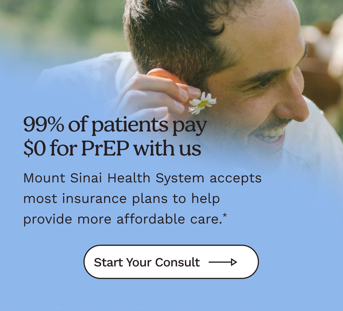 99% of patients pay $0 for PrEP with us