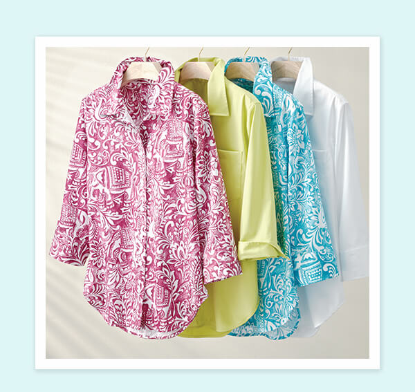 Easy Care Stretch Woven 3/4 Slv Big Shirt hanging shot