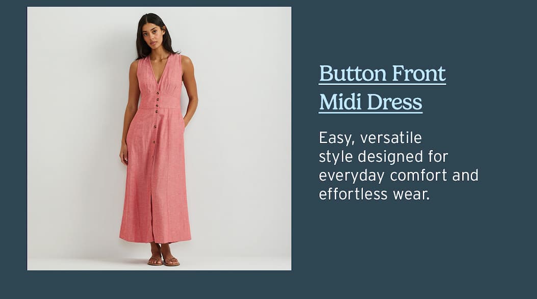Women's Button Front Midi Dress