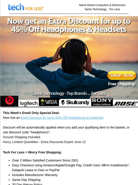 🎧 Get your headphones & headsets now at up to 45% off!