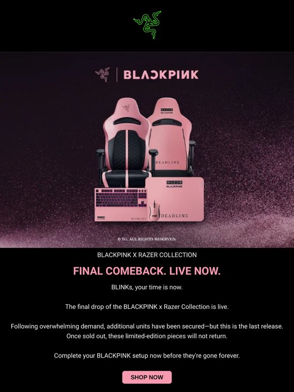 🖤💗 Now Live: The Final BLACKPINK x Razer Drop