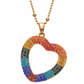 14K Gold Plated Rainbow Heart Necklace