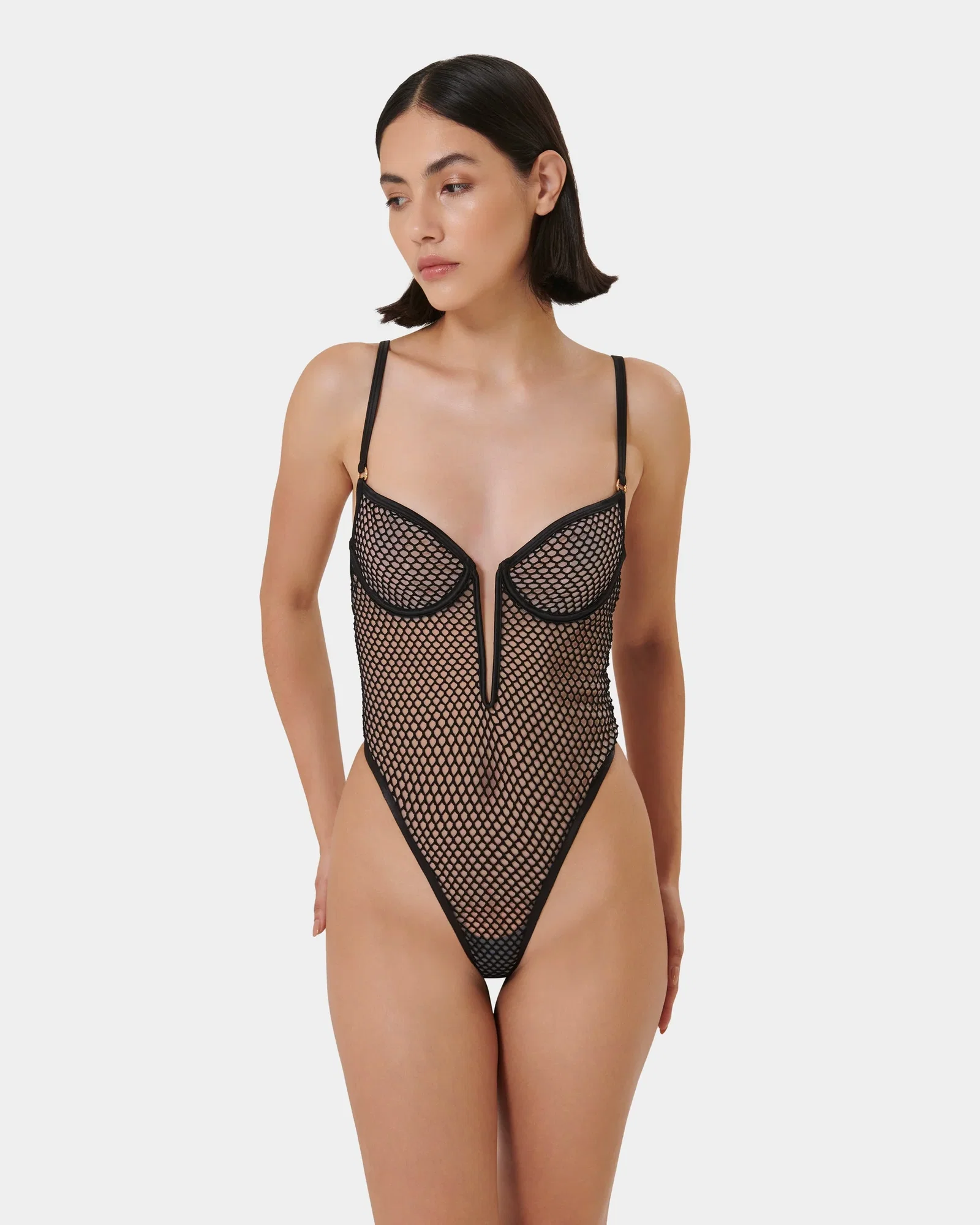 Image of Mina Fishnet Bodysuit Black