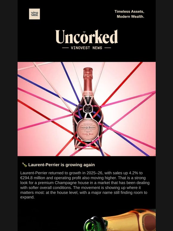 Champagne growth, English sparkling scale, and a long-aged bourbon release