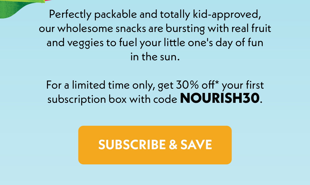 Perfectly packable and totally-kid approved. For a limited time, get 30% off your first box. 
