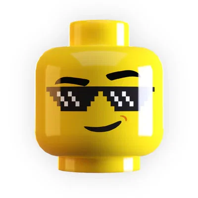 Deal w/ It Pixelated Sunglasses on Minifig Head made using LEGO part