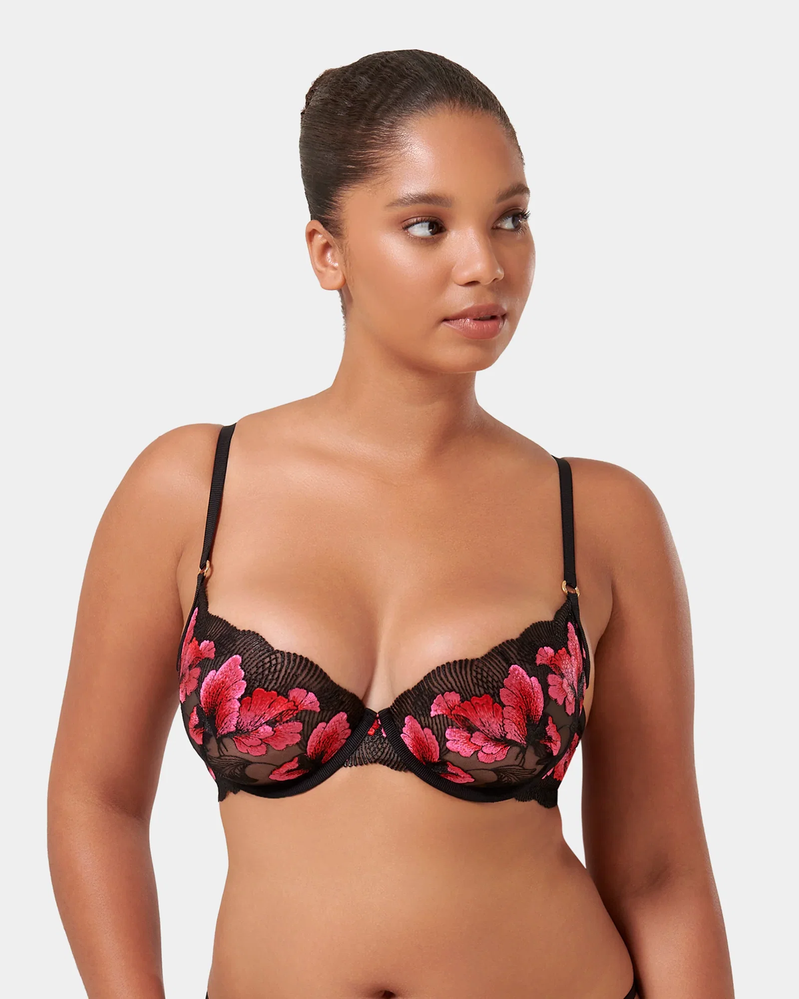 Image of Vivienne Floral Embroidered Bra Pink