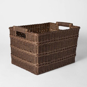 Rectangle Rattan Decorative Basket Dark Brown