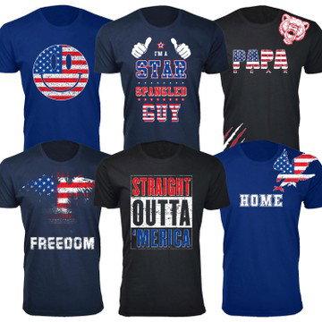 Men's USA Themed T-Shirts - 100% Cotton 