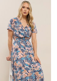 Navy Blue Floral Button Maxi Dress