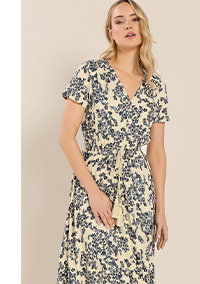Ivory White & Blue Ditsy Floral Button Maxi Dress
