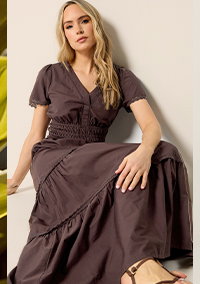 Brown Lace Trim Cotton Tiered Maxi Dress