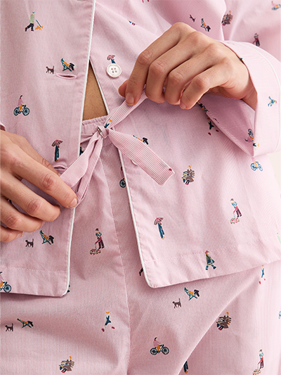 Women's Pyjamas in People of London Pink Stripe