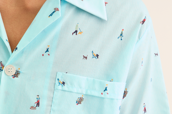 Men's Short Pyjamas in People of London Blue Stripe