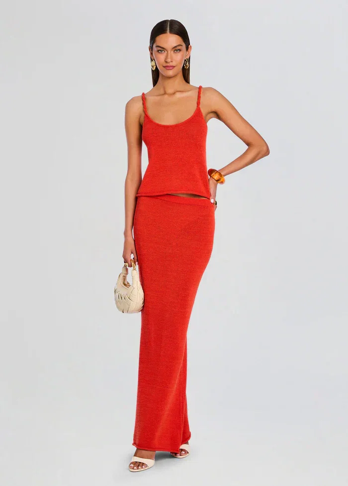 Image of  Kora Knit Maxi Skirt - Scarlet Flame