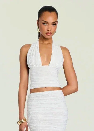 Image of  Bimini Mesh Halter Top - Eggshell