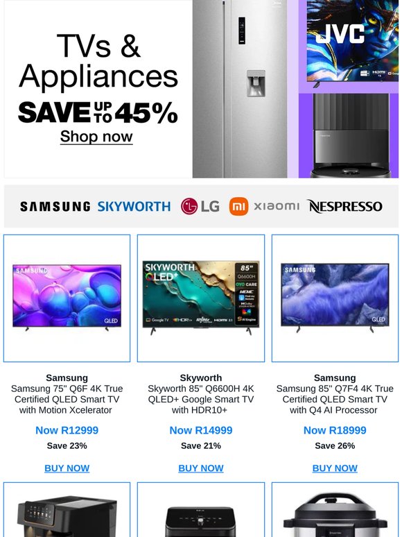 Up to 45% OFF TVs & home appliances! Don't miss out! 🖥️✨
