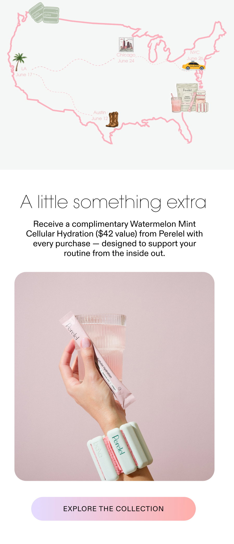 A little something extra - Receive a complimentary Watermelon Mint Cellular Hydration ($42 value) from Perelel with every purchase - Explore the collection