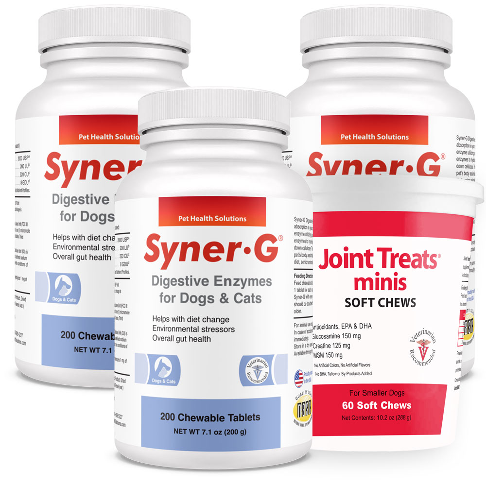 Image of Syner-G Digestive Enzymes (600 Tablets) 3-Pack + FREE Joint Treats Minis