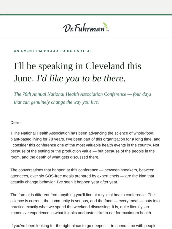 I'll be speaking in Cleveland this June — I'd like you there
