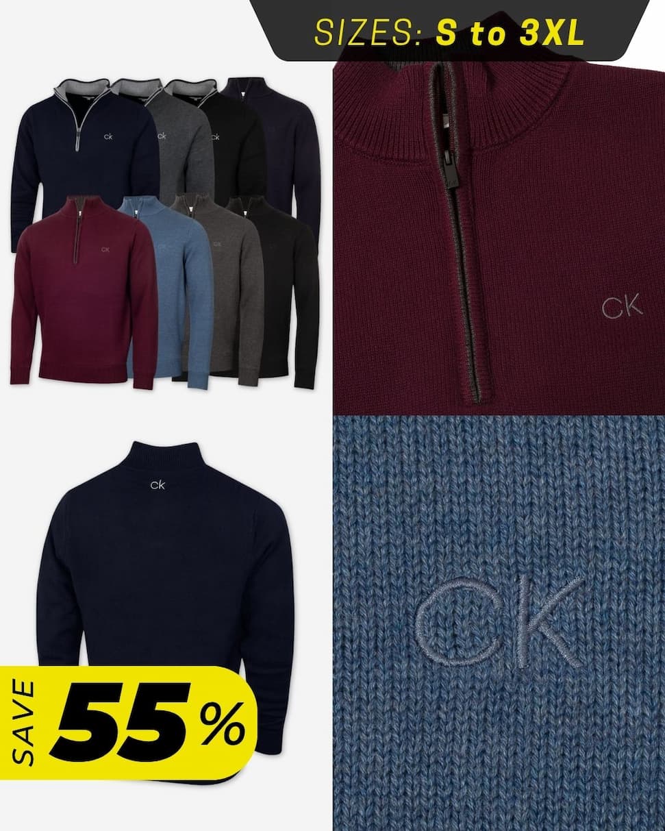 Calvin Klein Mens Lined Chunky Windproof Lined 1/2 Zip Sweater