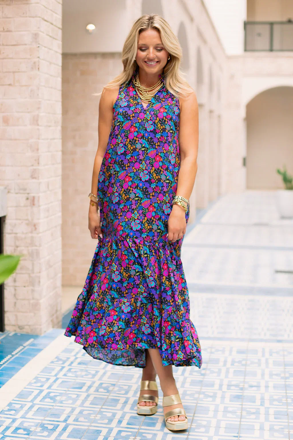 Image of SSYS Rowan Sleeveless Maxi Dress In Electric Night Garden