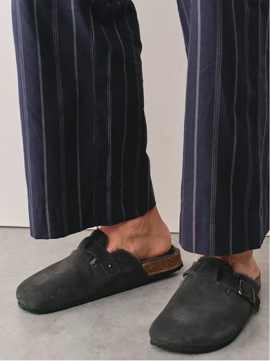 charcoal suede mule slipper