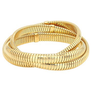 18k Yellow Gold Over Bronze Omega Twist Multi-Row Bracelet