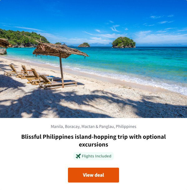 Blissful Philippines island-hopping trip with optional excursions