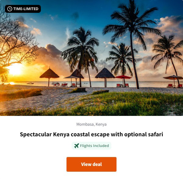 Spectacular Kenya coastal escape with optional safari