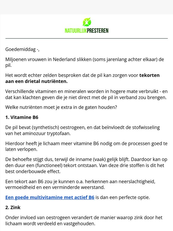 Het slikken van "de pil" kan zorgen voor deze 3 tekorten. 😱