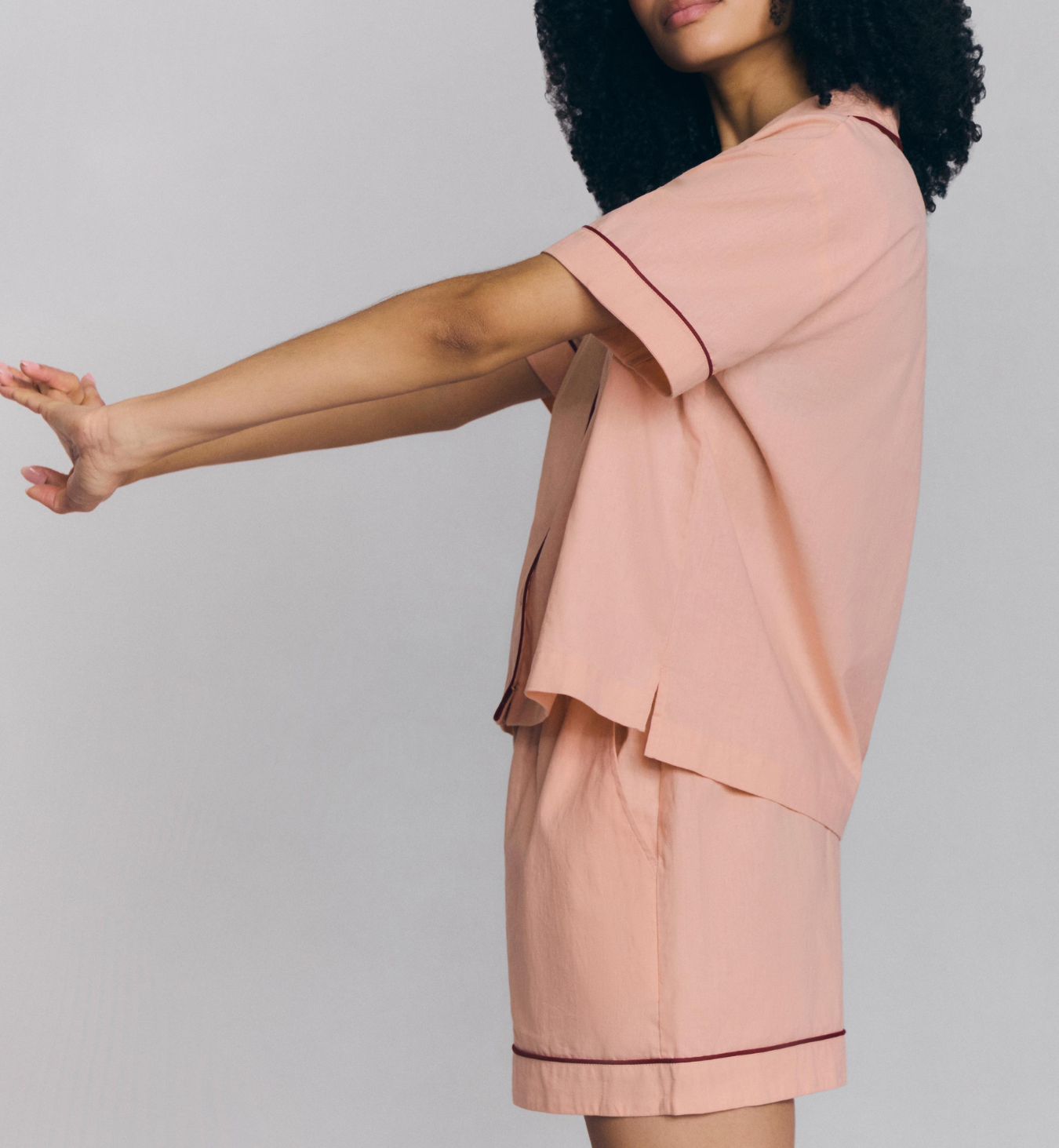 Rose Linen Blend Pyjama Short Set