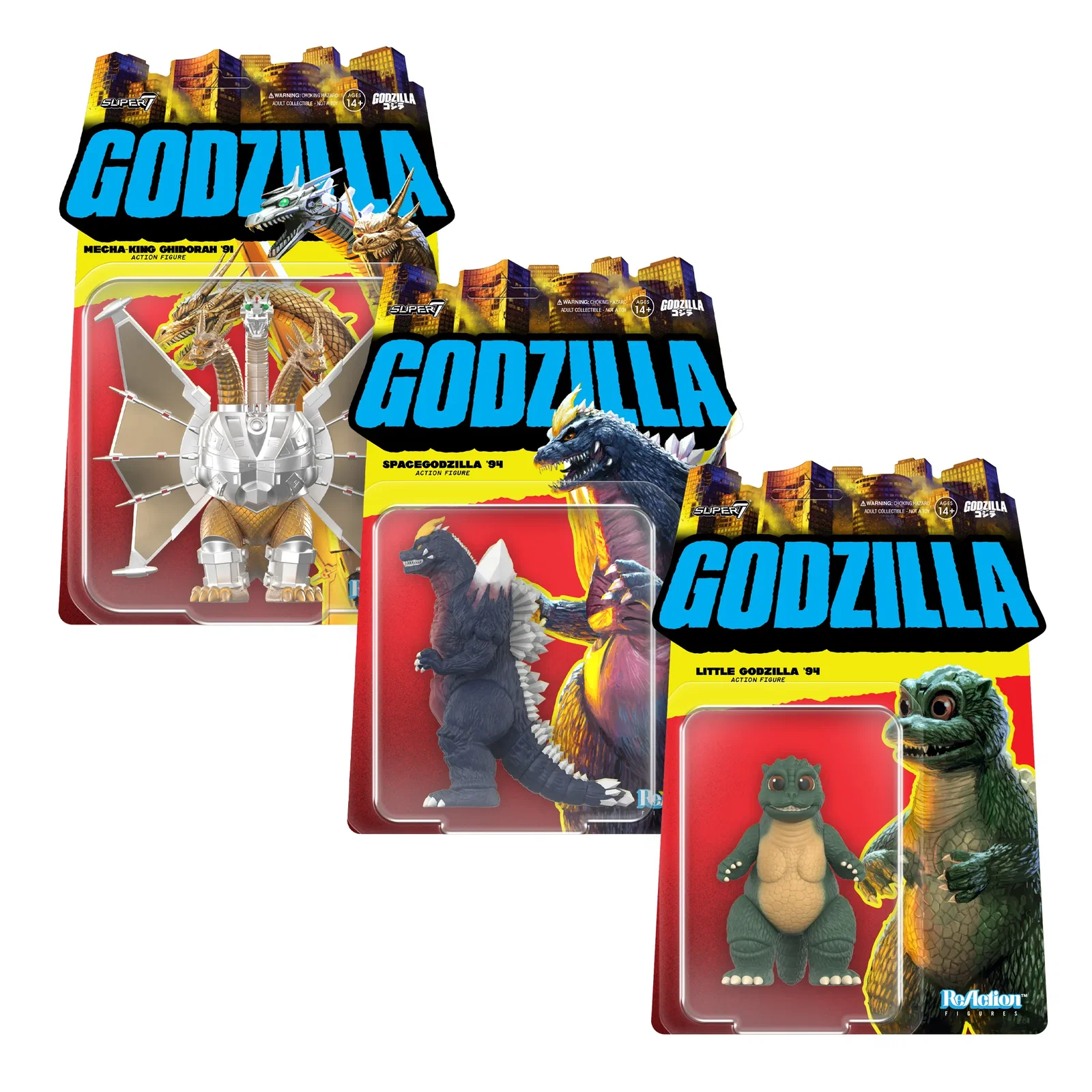 Image of Toho ReAction Figures Wave 11 - SpaceGodzilla, Little Godzilla & Mecha-King Ghidorah