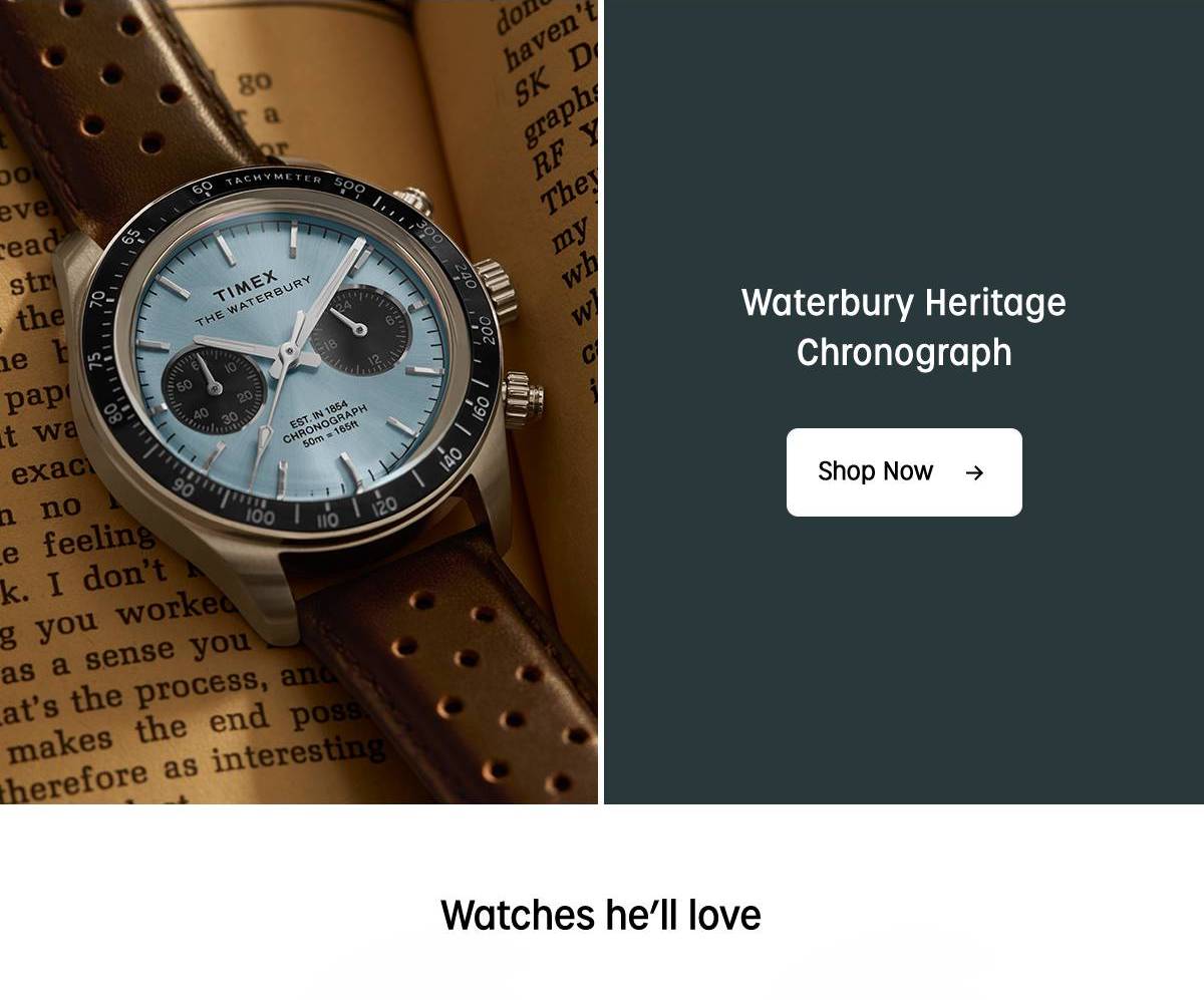 Shop Now (Waterbury Heritage Chronograph) - Timex