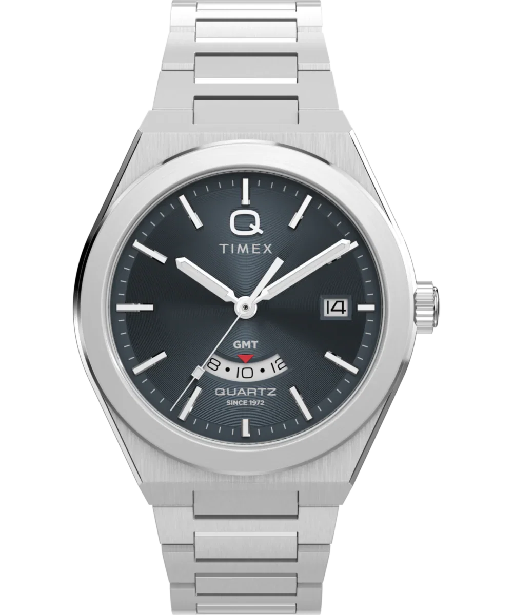 Image of Q Timex® Continental GMT 39mm Stainless Steel Bracelet Watch